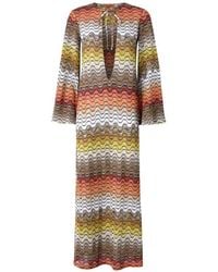 Missoni - Long Dress With Chevron Pattern - Lyst