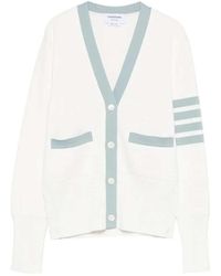 Thom Browne - Cardigan With Striped Details - Lyst