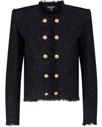 Balmain - Tweed Jacket With Lion-Head Buttons - Lyst