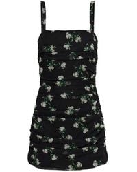 Dolce & Gabbana - Dolce & Gabbana Floral Print Ruffle Dress - Lyst