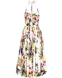 Dolce & Gabbana - Printed Cotton Midi Dress - Lyst