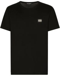 Dolce & Gabbana - Cotton T-Shirt With Branded Tag - Lyst