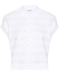 Brunello Cucinelli - Cotton Polo Shirt Embellished With Sequins - Lyst