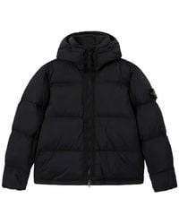 Stone Island - Padded Jacket With Hood And Compass Patch - Lyst
