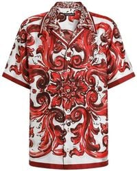Dolce & Gabbana - Dolce & Gabbana Silk Twill Hawaiian Shirt With Majolica Print - Lyst