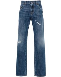 Dolce & Gabbana - Straight Jeans With A Worn Effect - Lyst