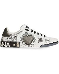 Dolce & Gabbana - Dolce & Gabbana Portofino Low-Top Sneakers With Heart-Shaped Patch - Lyst