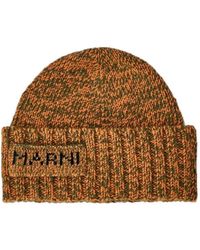 Marni - Ribbed Knit Beanie With Embroidered Logo - Lyst