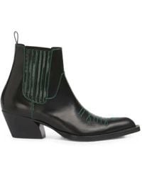 Marni - Leather Cowboy Boots With Contrast Stitching - Lyst