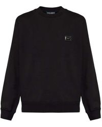 Dolce & Gabbana - Dolce & Gabbana Crewneck Sweatshirt With Logo Plaque - Lyst