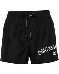 Dolce & Gabbana - Swim Shorts With Logo Print - Lyst