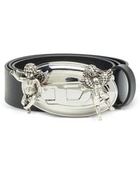 DIESEL - 3.5Cm Leather Belt With Cherub Oval D Buckle - Lyst