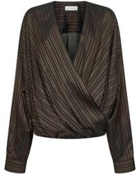 Dries Van Noten - Striped Cupro Draped Blouse - Lyst