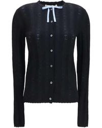 Marni - Textured Knit Cardigan With Bow Detail - Lyst