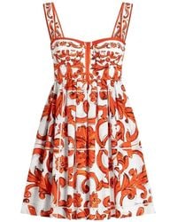 Dolce & Gabbana - Dolce & Gabbana Maiolica Print Cotton Dress - Lyst