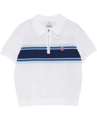 CASABLANCA - Striped Zip-Up Polo Shirt - Lyst