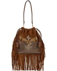 Etro - Kalispera Suede Medium Sack Bag With Stud Embellishment - Lyst