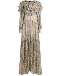 Etro - Long Silk Dress With Paisley Print And Ruffled Details - Lyst