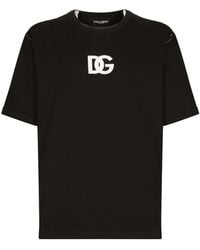 Dolce & Gabbana - T-shirt in cotone stampa logo DG - Lyst