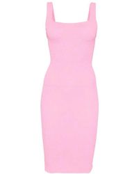 Hunza G - Fitted Midi Dress With Square Neckline And Texture - Lyst