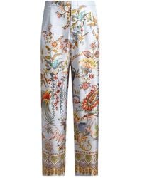 Etro - Printed Silk Trousers - Lyst