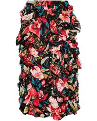 Comme des Garçons - Midi Skirt With Ruffles And Floral Print - Lyst