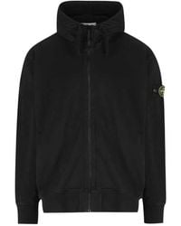 Stone Island - Zip-Up Hoodie With Logo Appliqué - Lyst