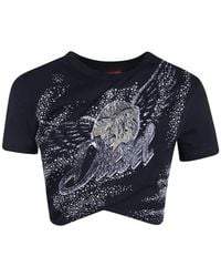 DIESEL - Double-Layer Jersey T-Shirt With Ruffles - Lyst