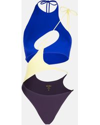 The Attico - Costume intero dark grape, iris blue e light yellow - Lyst