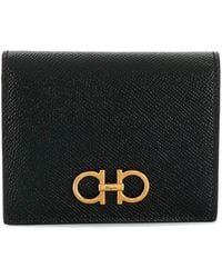 Ferragamo - Hammered Leather Gancini Compact Wallet - Lyst