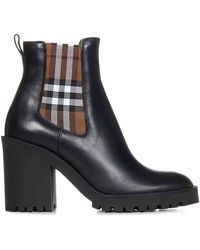 Burberry - Allostock Vintage Check-detail Leather-blend Boots - Lyst