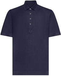 ZEGNA - Silk And Cotton Knitted Polo Shirt - Lyst