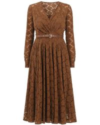 Max Mara - Chocolate Floral Lace Midi Dress - Lyst