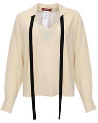 Max Mara - Mstcolono Silk Blouse With Bow Tie - Lyst