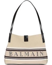 Balmain - Release Small Canvas And Leather Tote - Lyst