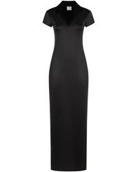 Courreges - V-Neck Logo-Embroidered Maxi Dress - Lyst