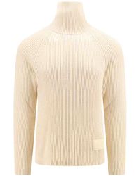 Ami Paris - Cotton And Wool Funnel Neck Sweater - Lyst