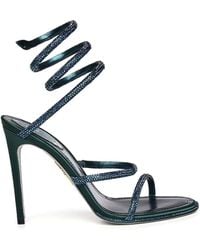 Rene Caovilla - Cleo Satin Sandals With Crystals - Lyst