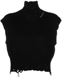 Marni - Distressed-knit Logo-stitch Vest - Lyst