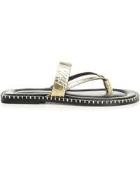 Dries Van Noten - Metallic Leather Flip-Flops - Lyst