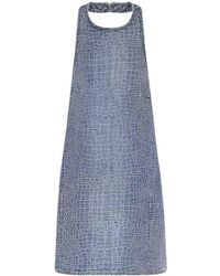 Self-Portrait - Rhinestone Croc Effect Denim Dress - Lyst