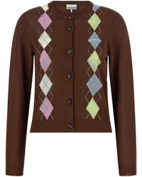 Ganni - Argyle' Cardigan - Lyst