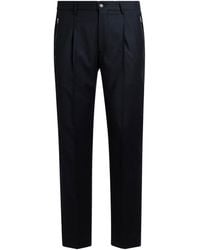 Etro - Wool Flannel One-Pleat Trousers - Lyst