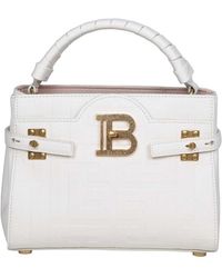 Balmain - Bbuzz Handbag In Monogram Leather - Lyst