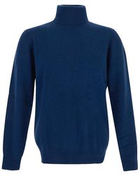 Laneus - Knit Sweater In Ocean Blue With Turtleneck - Lyst