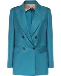 Max Mara - Double-Breasted Wool Mohair And Silk Blazer - Lyst
