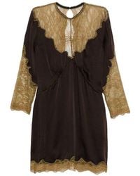 The Attico - Satin And Lace Mini Dress - Lyst