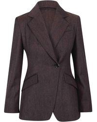 Max Mara - Denim Effect Wool Button-Up Jacket - Lyst