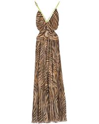 Just Cavalli - Long Plisse Dress Dress Georgette Tiger - Lyst