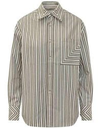 Victoria Beckham - Striped Shirt With Patch Pocket - Lyst